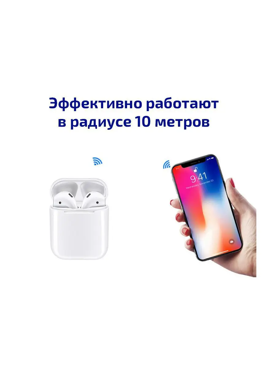 Беспроводные наушники блютуз TWS Pro i100 airpods (Android, iOs) TWS Pro  13627231 купить в интернет-магазине Wildberries