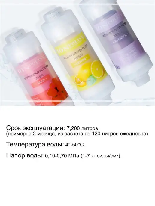 BRAND K IONPOLIS Витаминный фильтр для душа, лимон, 1шт, 1 шт, фото 6