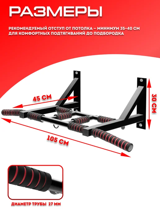 Sportlim Турник усиленный настенный разборный, черный, фото 6