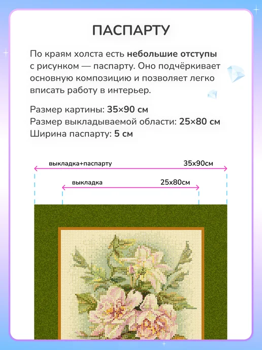 Алмазныи ряд Алмазная мозаика без подрамника 35х90 см Виноград, 35x90 см, фото 2