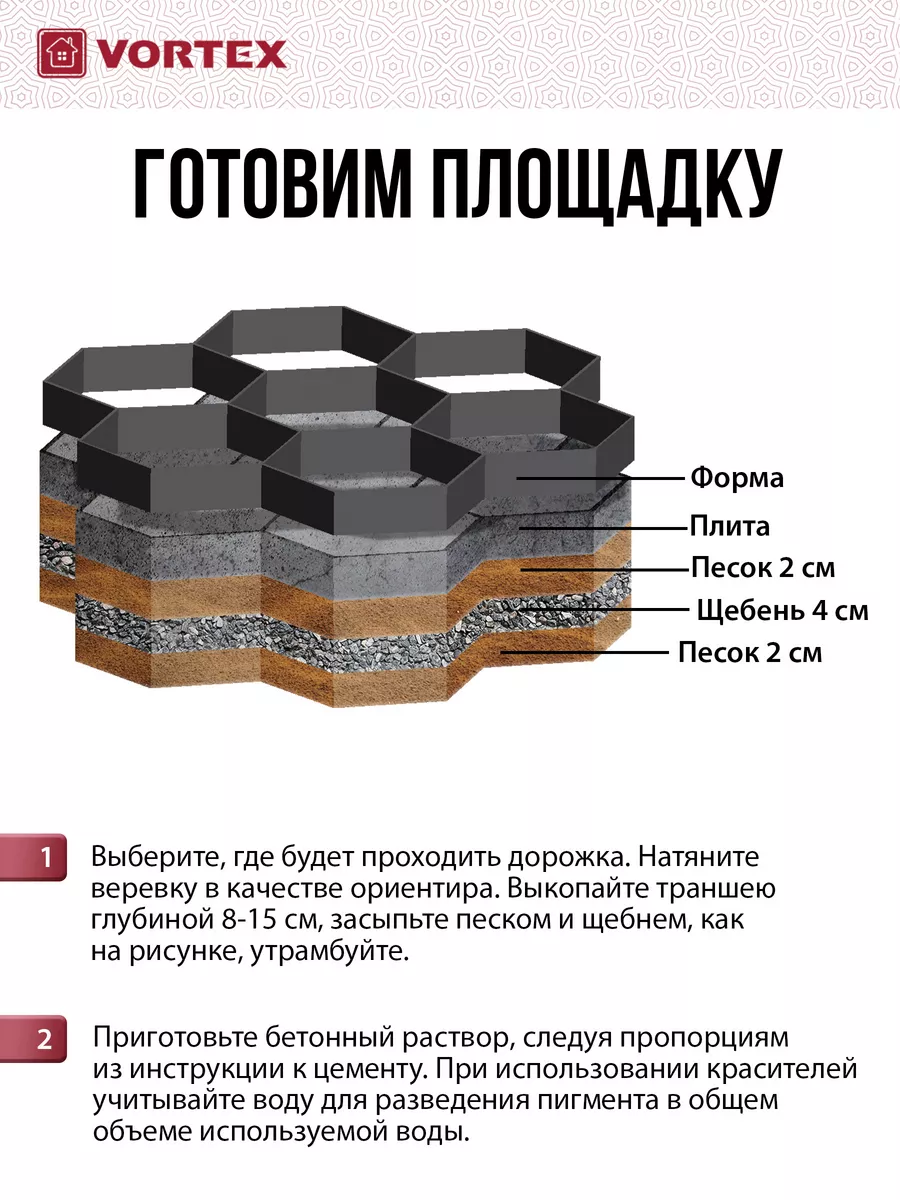 Форма для садовой дорожки Соты Vortex 13673848 купить за 420 ₽ в  интернет-магазине Wildberries