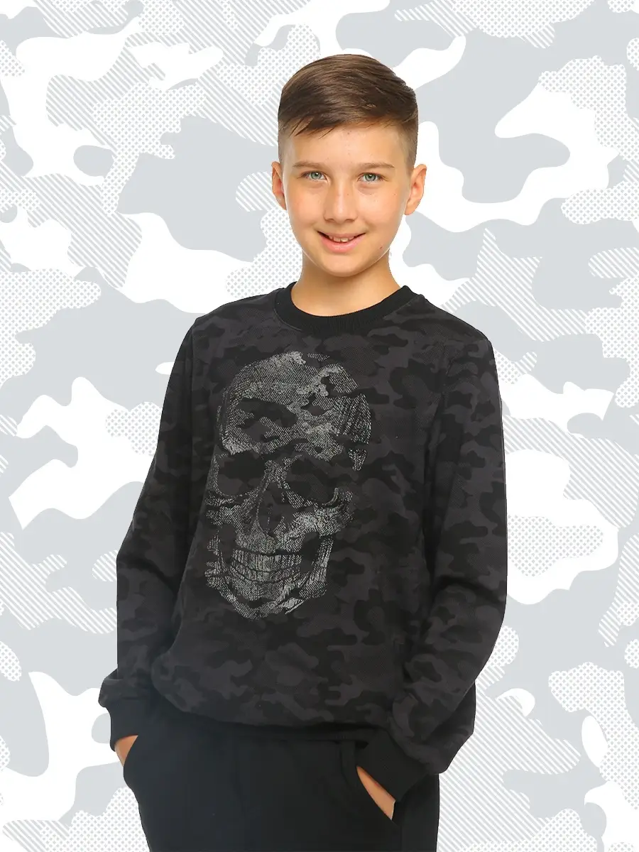 Свитшот "SKULL-SL KIDS BLACK COM"