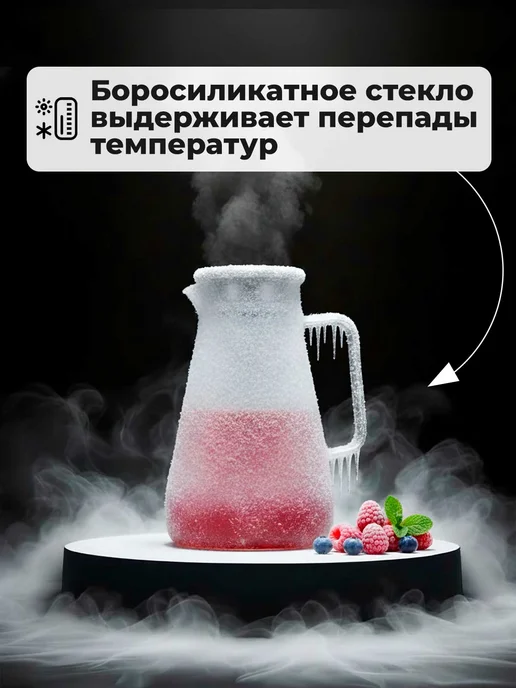 TeaStar Кувшин стеклянный с крышкой фильтром 2 л, 1,5 л, фото 7