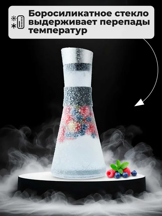 TeaStar Кувшин-графин для воды стеклянный 1,5 л с крышкой фильтром, 1,5 л, фото 7