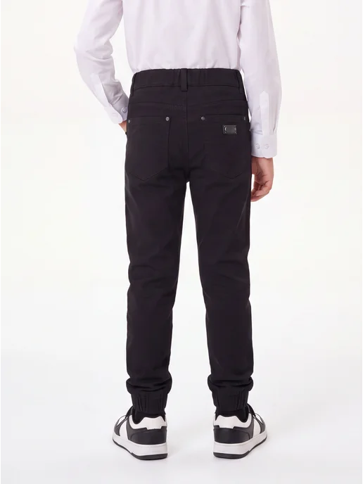 Yuke jeans Брюки джоггеры школьные на резинке, черный, фото 7