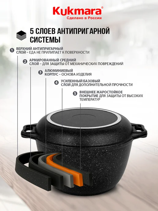 KUKMARA Казан для плова антипригарный 4 литра, вариант, фото 8