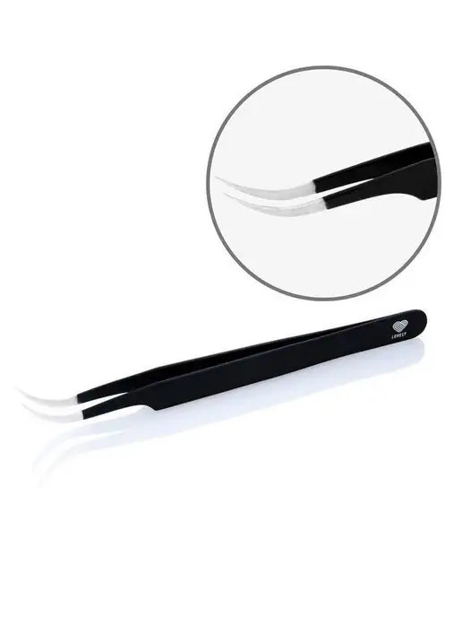 Lovely Пинцет для наращивания ресниц изогнутый Black Line, черный, фото 2