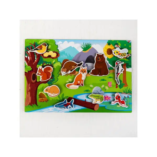 Деревянные развивающие игры на липучках Где чей дом?