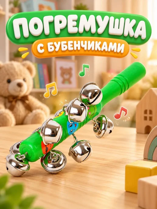 Лесная Мастерская Музыкальная детская игрушка Погремушка, красный