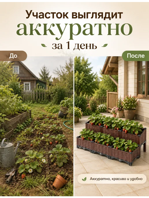 SABURG Грядка кашпо модульная для балкона и дачи разборная 150 л, 150 л, фото 8