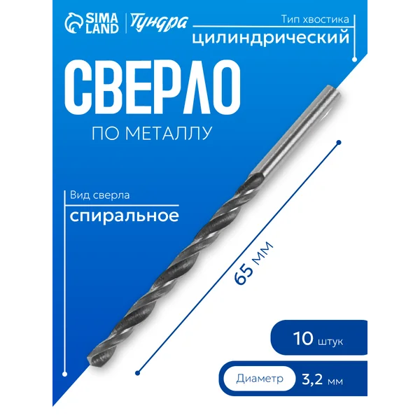 Набор сверл по металлу 3,2х65мм