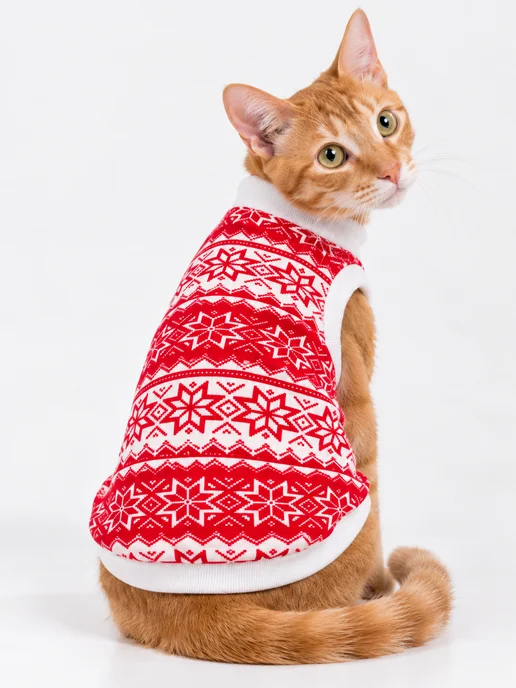 OSSO-fashion Одежда для кошек футболка новогодняя, белый, фото 3