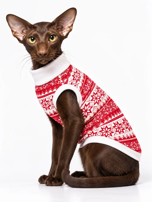 OSSO-fashion Одежда для кошек футболка новогодняя, белый, фото 4