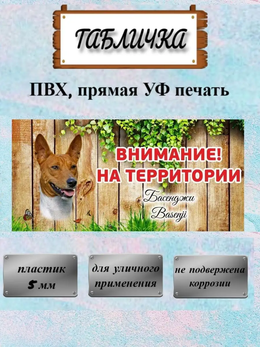 Табличка осторожно злая собака Басенджи на ворота на дом Pet-Attribute  13820940 купить в интернет-магазине Wildberries