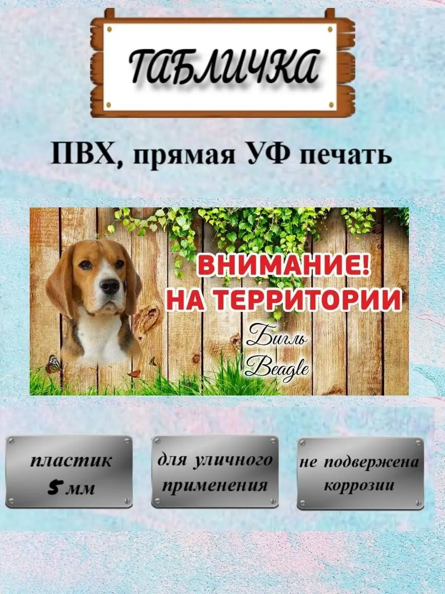 Табличка осторожно злая собака Бигль на ворота на дом Pet-Attribute  13820945 купить в интернет-магазине Wildberries