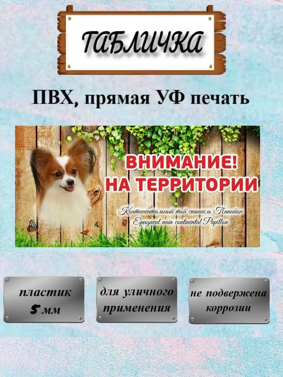 Табличка осторожно злая собака Папийон на ворота на дом Pet-Attribute  13820976 купить за 410 ₽ в интернет-магазине Wildberries