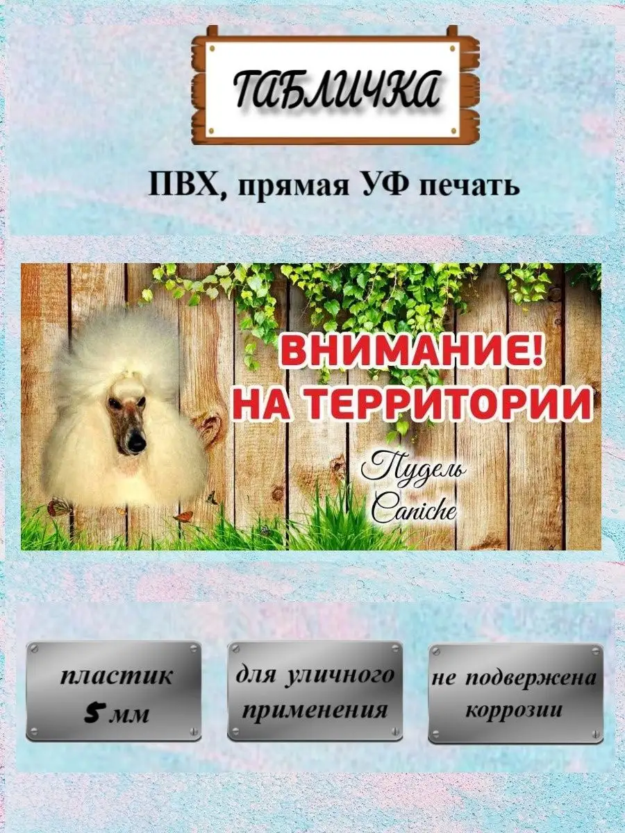 Табличка осторожно злая собака Пудель бел. на ворота на дом Pet-Attribute  13820992 купить за 381 ₽ в интернет-магазине Wildberries