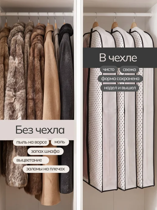 HOMSU Чехол для одежды на молнии длинный, белый, фото 2
