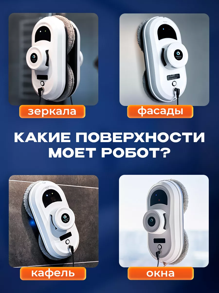 Pro робот мойщик окон, стеклоочиститель для мытья окон Cleanbot 13854799  купить за 7 878 ₽ в интернет-магазине Wildberries