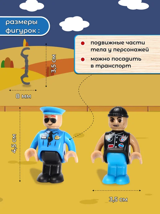 Playtive Полицейский и преступник для деревянной железной дороги, синий, фото 3