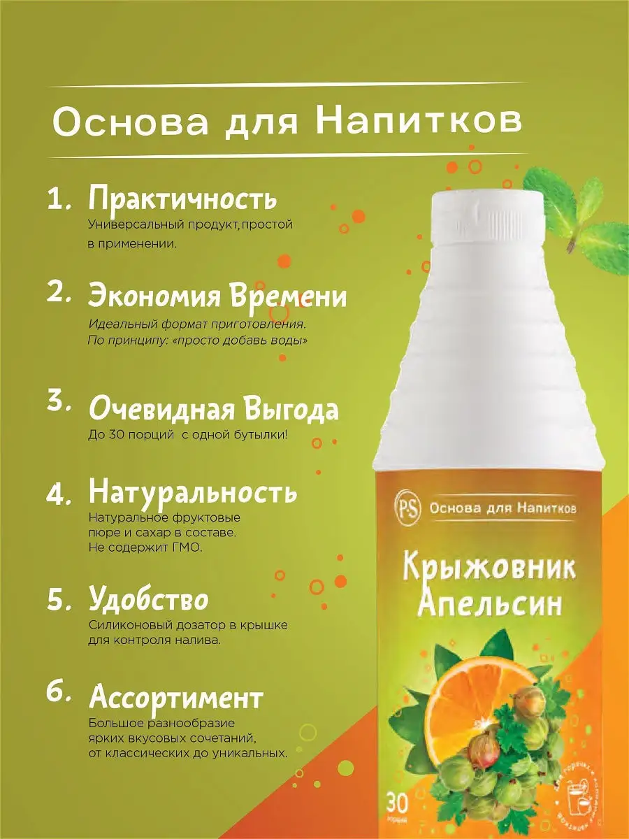 Основа для напитков Крыжовник-Апельсин, 1 кг, для коктейлей ProffSyrup  13874729 купить в интернет-магазине Wildberries