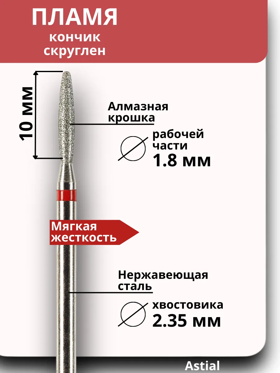 Фрезы для маникюра и педикюра Пламя Astial 13875336 купить за 338 ₽ в  интернет-магазине Wildberries