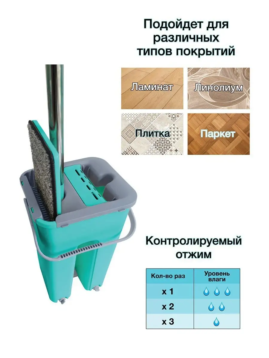 Швабра с отжимом и ведром для мытья полов окон тряпка уборка товары для дома  сменная насадка от пыли ECO EXPERT 13888405 купить в интернет-магазине  Wildberries