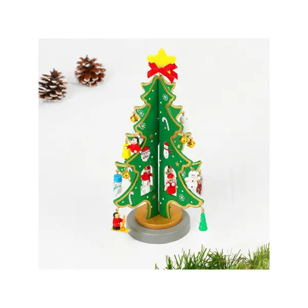 Сувенир новогодний Елка на подставке, с золотым контуром