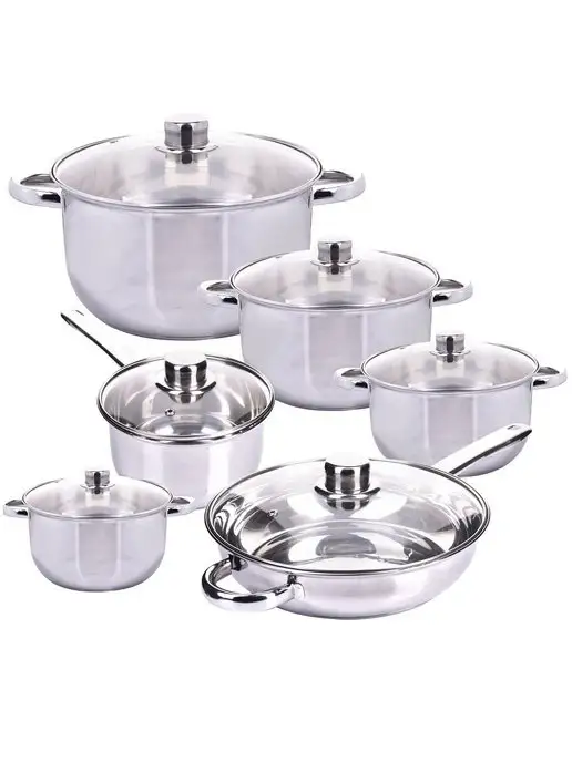 Набор посуды 6 шт с крышками нержавейка - фото 16