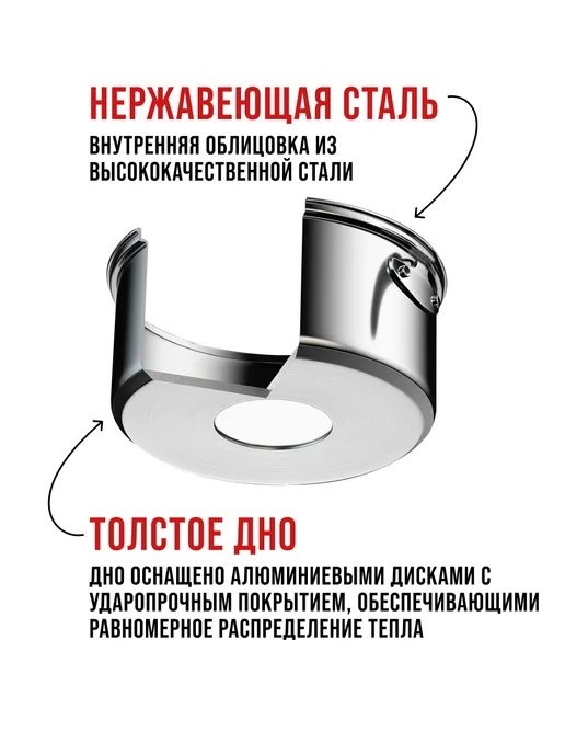 Набор посуды 6 шт с крышками нержавейка - фото 8