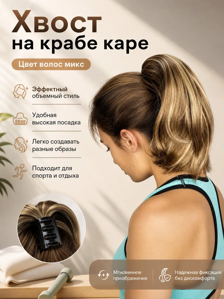 Шиньон из искусственных волос на крабе