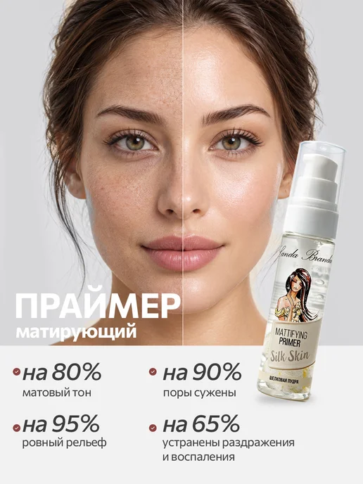 LANDA BRANDA База под макияж матирующая праймер для лица тональная основа, белый, фото 4
