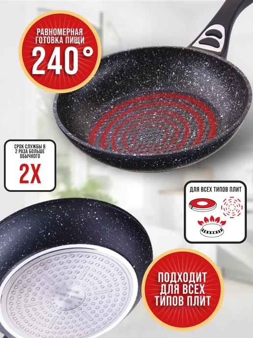 Сковорода с антипригарным покрытием, 24 см - фото 4