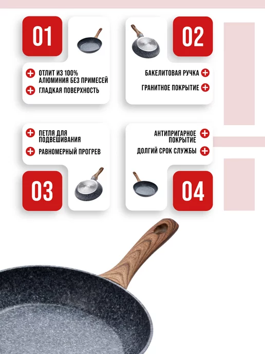 Сковорода с антипригарным покрытием 26см - фото 12