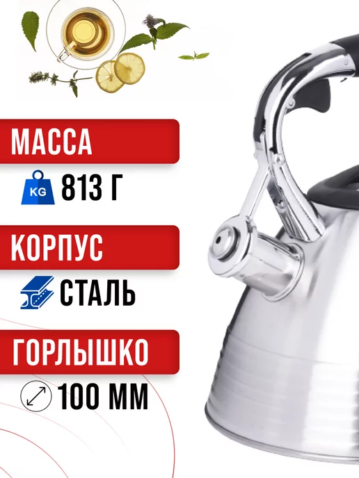 Чайник со свистком для плиты 3 л - фото 4