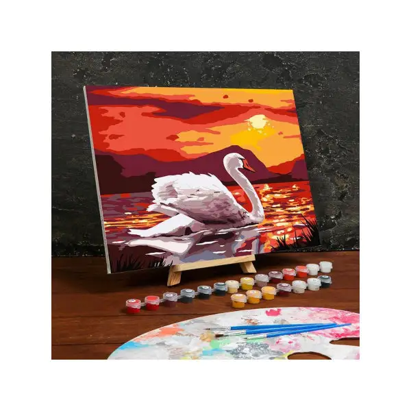 Картина по номерам на холсте с подрамником "Лебедь на озере" 30*40 см