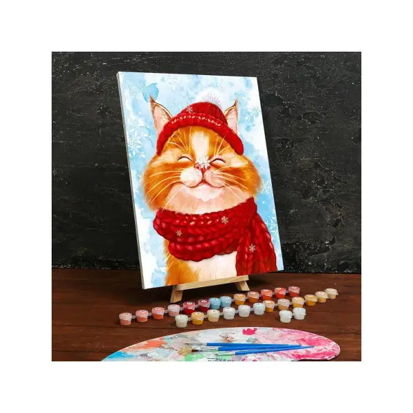 Картина по номерам на холсте с подрамником "Довольный кот" 30*40 см