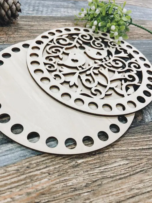 itowndecor Донышки для вязания корзинки 15см, комплект с крышкой, бежевый, фото 2