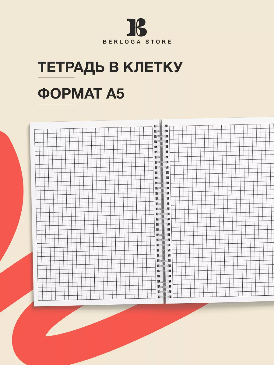 Тетрадь в клетку 48 листов на кольцах, канцелярия для школы Berloga  13997747 купить в интернет-магазине Wildberries