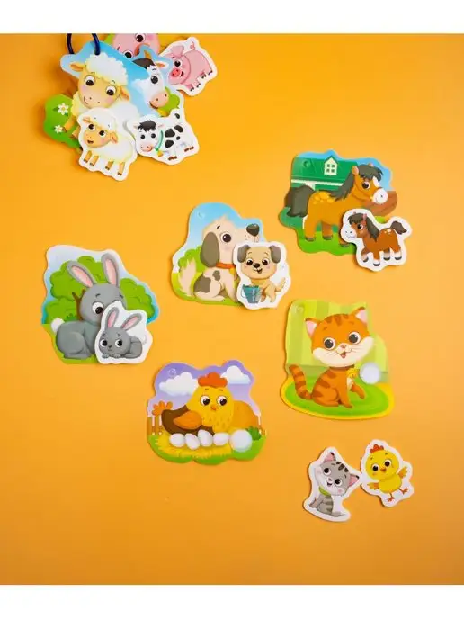 Весёлые липучки Игра на липучках Детёныши и мамы, синий, фото 6