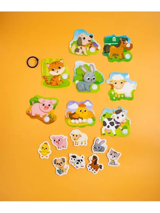 Весёлые липучки Игра на липучках Детёныши и мамы, синий, фото 7