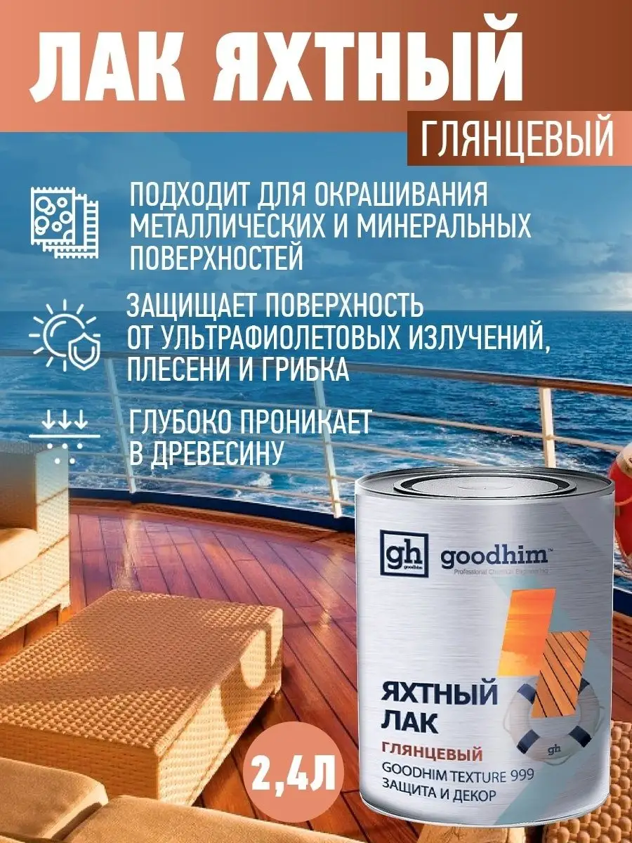 Яхтный лак глянцевый, 2.4 л GOODHIM 14006713 купить в интернет-магазине  Wildberries