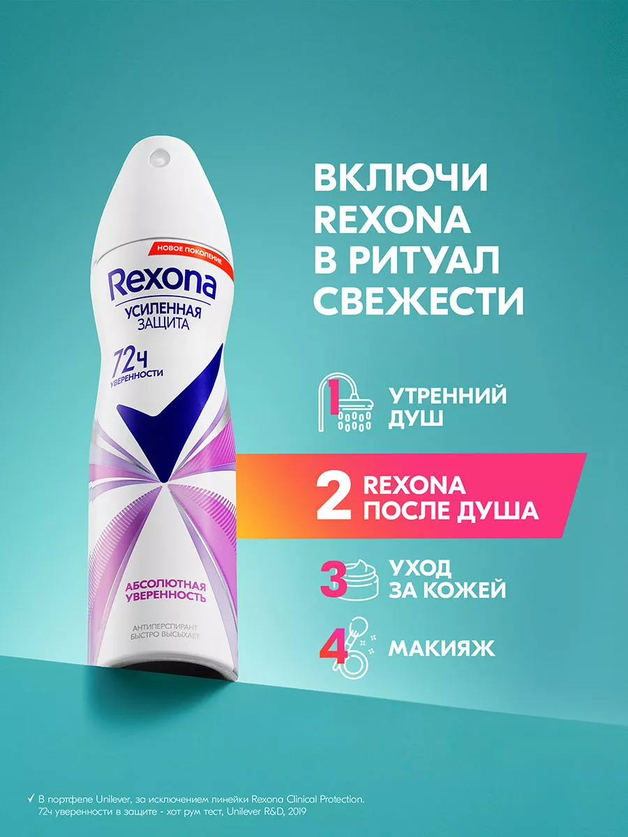 Антиперспирант женский спрей Абсолютная уверенность 150 мл REXONA 14007926  купить за 325 ₽ в интернет-магазине Wildberries