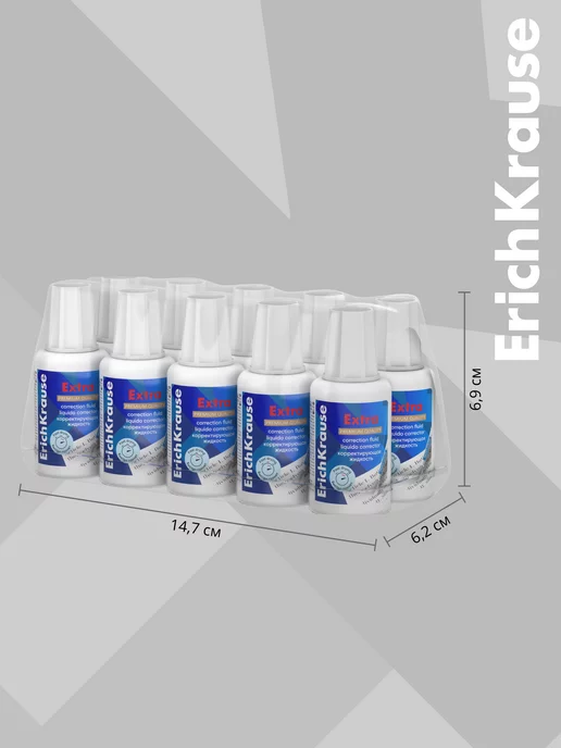 ErichKrause Корректирующая жидкость с кисточкой Extra, 20г (10 шт.), 20 г, 10 шт, фото 4
