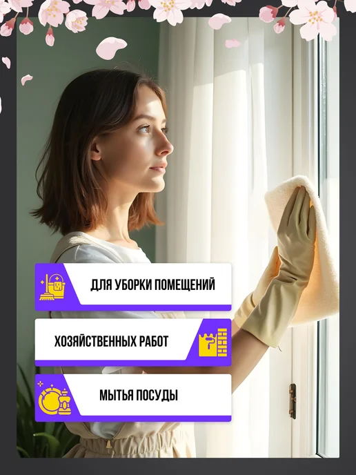 S.T. CORPORATION Перчатки для уборки антибактериальные M Япония, бежевый, фото 6
