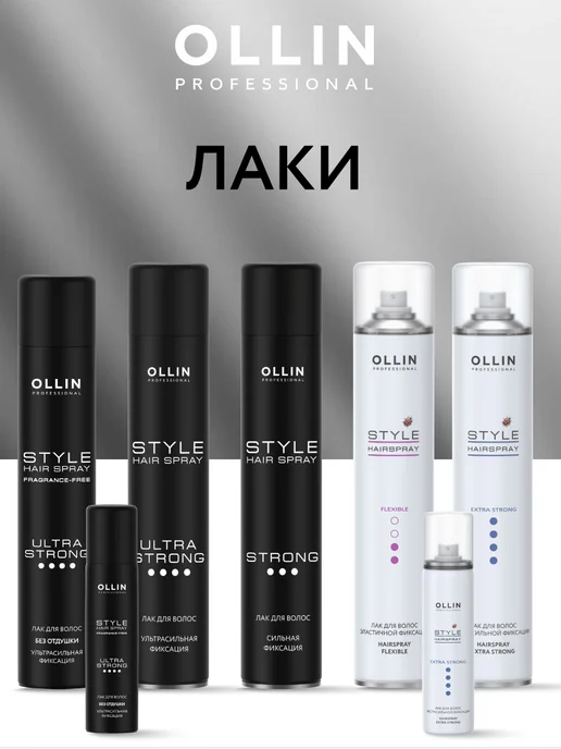 Ollin Professional Лак для волос OLLIN STYLE экстрасильной фиксации мини 75 мл, 450 мл, фото 5