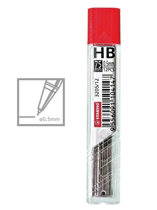 STABILO Грифели для механического карандаша HB 0,5мм 2уп по 12шт, 12 шт, фото 3