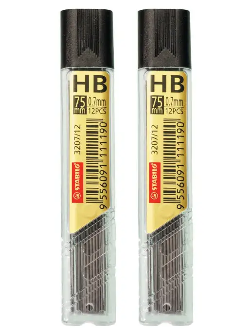 STABILO Грифели для механического карандаша HB 0.7мм 2 тубы по 12 шт, 12 шт