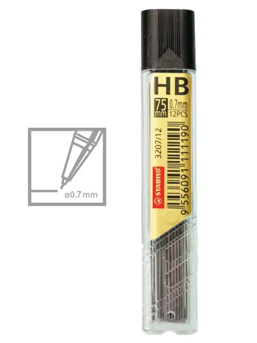 STABILO Грифели для механического карандаша HB 0.7мм 2 тубы по 12 шт, 12 шт, фото 3