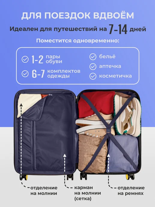 Bonle Чемодан M средний на 4 колесах с расширением, желтый, фото 7